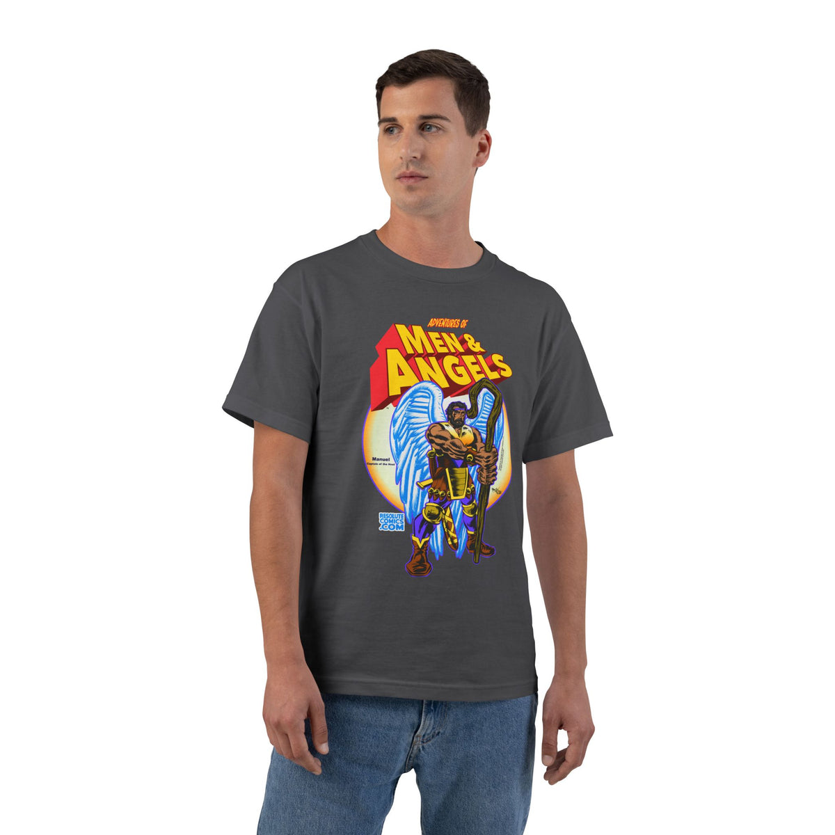 Men of Angels Graphic T-Shirt — Retro Comic Angel Warriors Tee