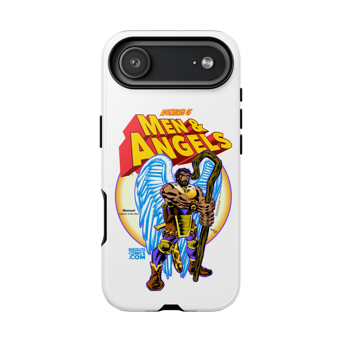 Phone Case — 'Men & Angels' Comic-Style Guardian Angel Design