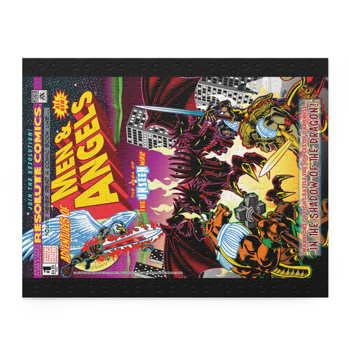 Men & Angels Comic Cover Puzzle — Retro Superhero Jigsaw (120/252/500 pcs)