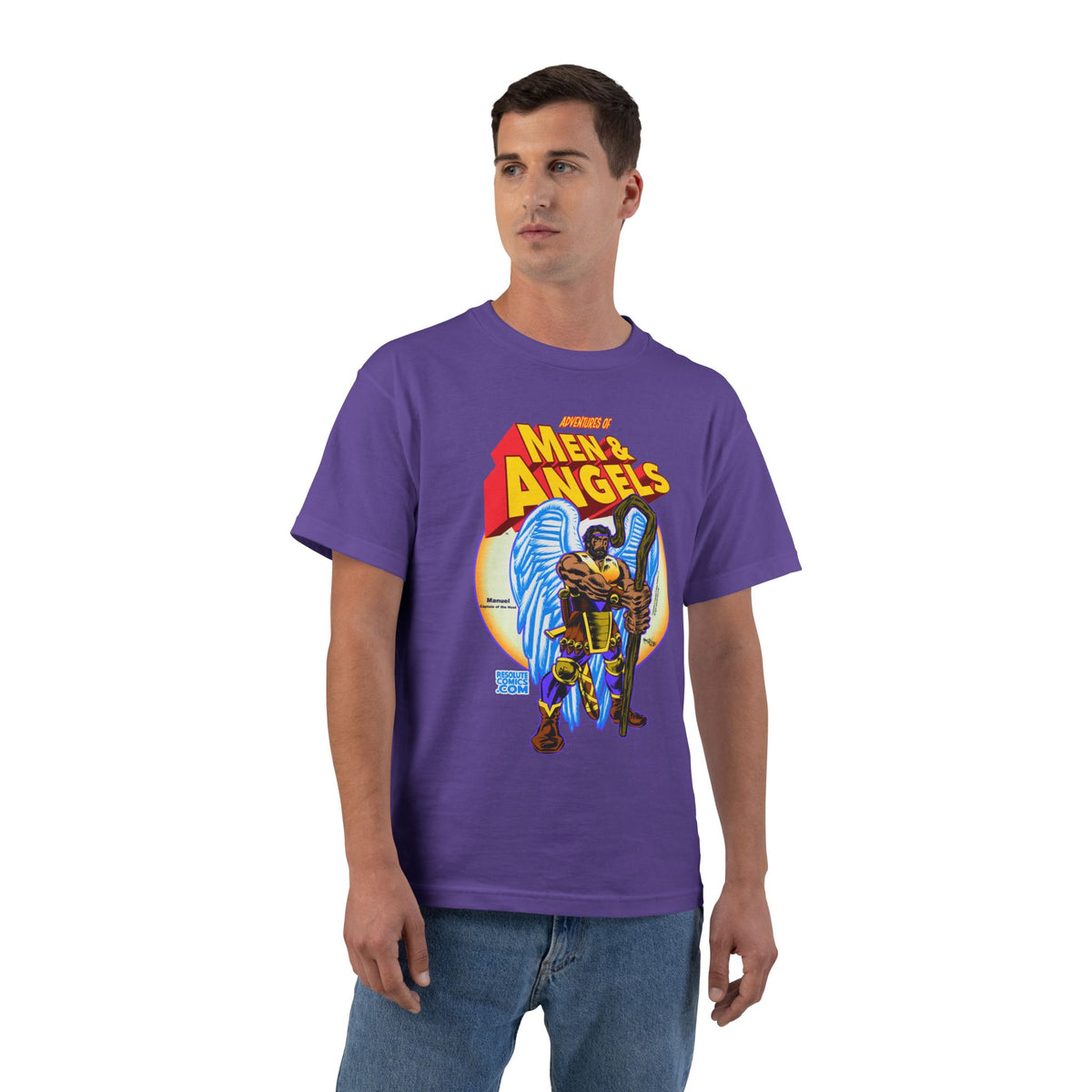 Men of Angels Graphic T-Shirt — Retro Comic Angel Warriors Tee