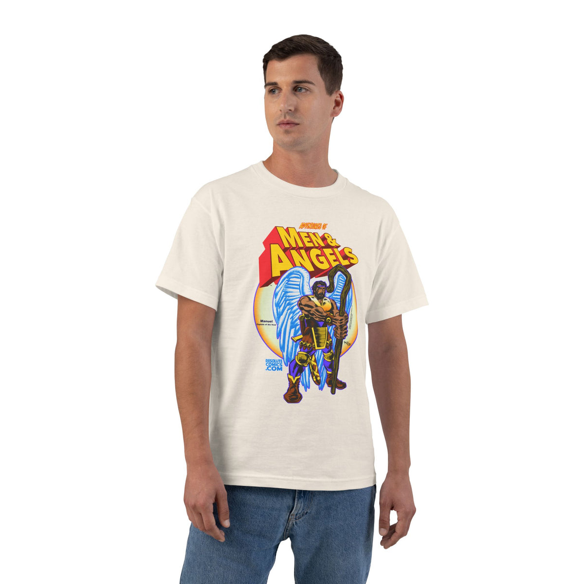 Men of Angels Graphic T-Shirt — Retro Comic Angel Warriors Tee