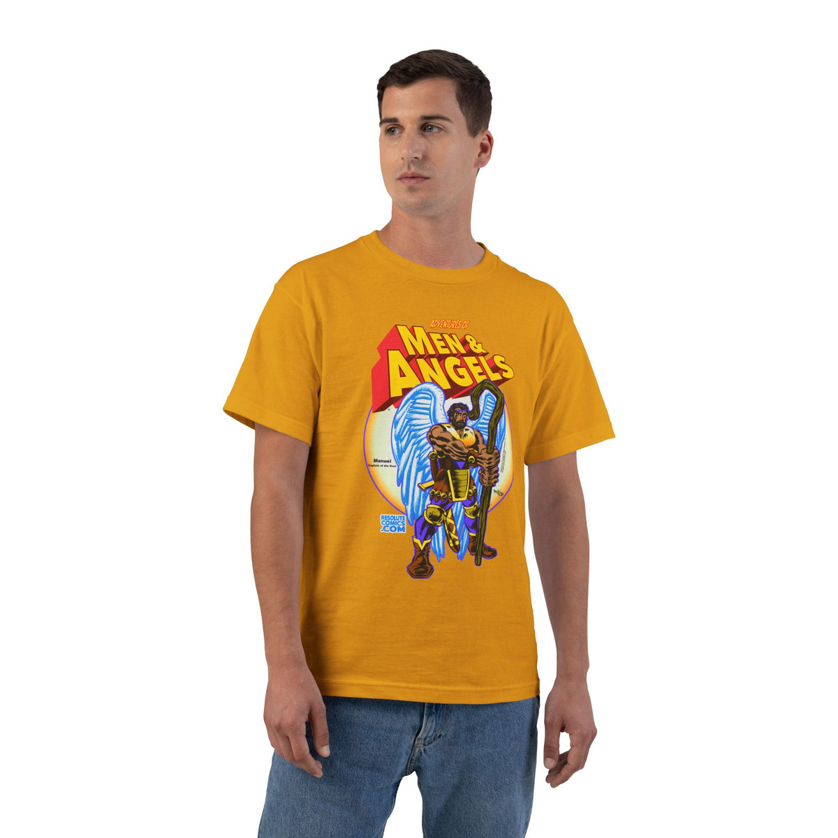 Men of Angels Graphic T-Shirt — Retro Comic Angel Warriors Tee